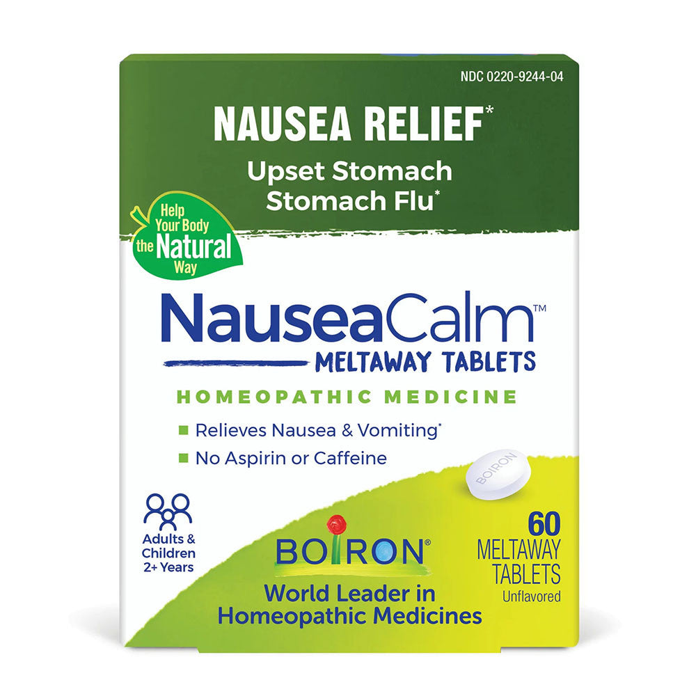 Boiron Nausea Calm Meltaway Tablets, Homeopathic Medicine Relief for Upset Stomach, Nausea, and Vomiting, 60 Ea